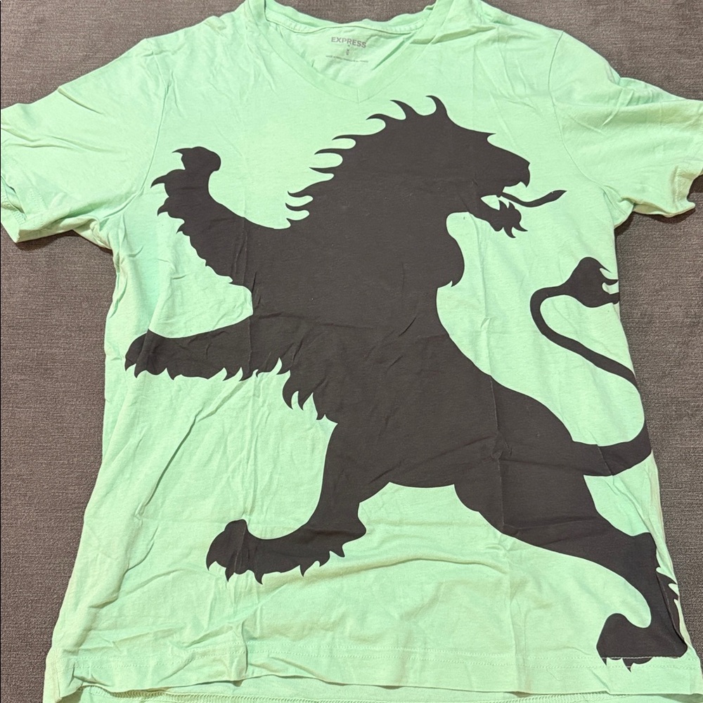 Express Mint Tee with Black Lion Design